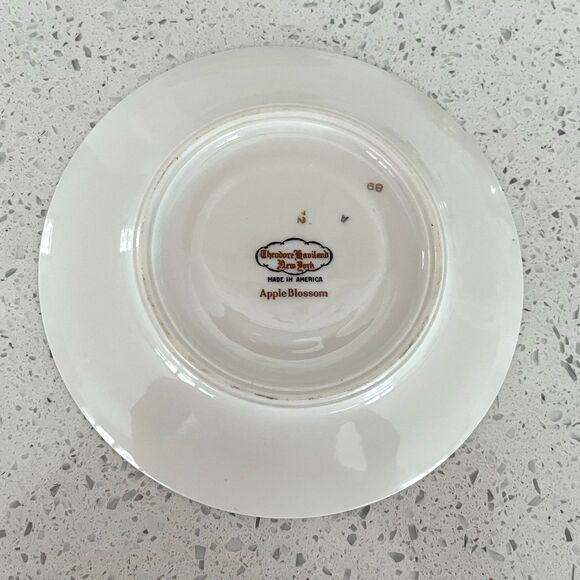 Haviland Apple Blossom (New York) 4 Saucers (For Footed Cup) Gold Trim USA - Picture 3 of 3